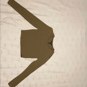 Green and white pinstripe crop top